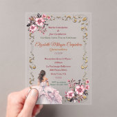 Pastel Rozenwater Blozend Roze Quinceañera Acryl Uitnodigingen (Insitu (Draagbaar))