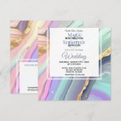 *~* PASTEL RSVP QR AGATE AR66 Gouden Bruiloft Kaart (Voorkant / Achterkant)