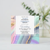 *~* PASTEL RSVP QR AGATE AR66 Gouden Bruiloft Kaart (Staand voorkant)