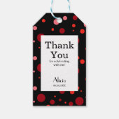 Pastel Ruby Cranberry Polka Dot Black Dank u Cadeaulabel (Voorkant)