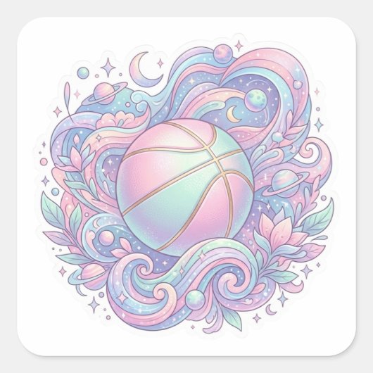 Pastel Ruimte Basketbal Aesthetic Sticker (Voorkant)