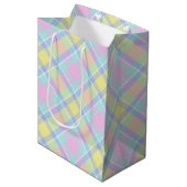 Pastel ruitjespatroon medium cadeauzakje (Voorkant Gekanteld)