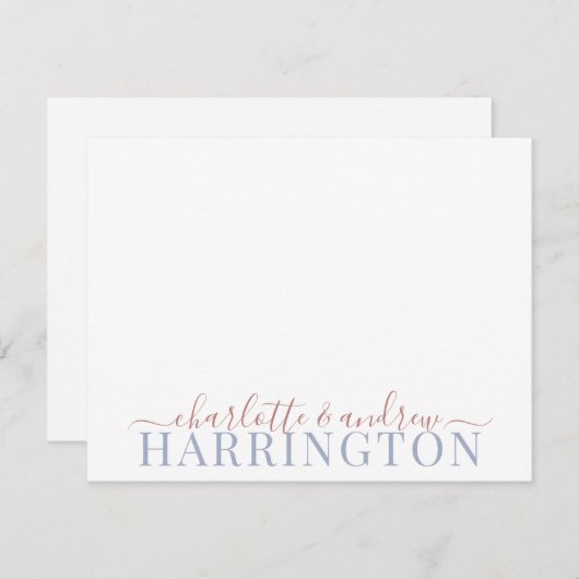 Pastel Rust Blue Grey Notitiekaartje (Voorkant / Achterkant)