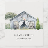 Pastel Rustic Dusky Barnyard Boerderij Theme Wedde Wijn Etiket (Enkel label)