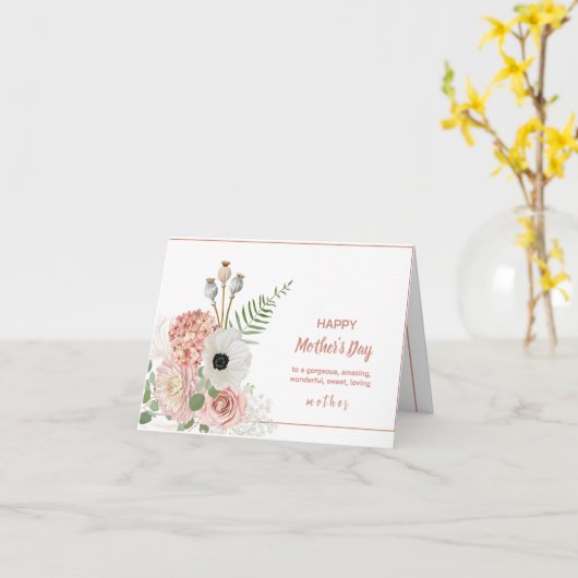 Pastel Rustic Flowers Moederdag Kaart (Gele Bloem)