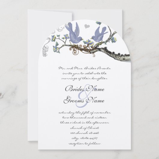 Pastel Rustic Grove Lavender Birds Wedding Kaart (Voorkant)