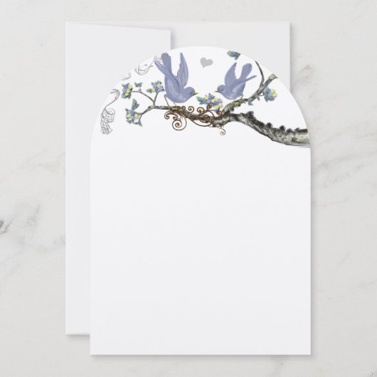 Pastel Rustic Grove Lavender  Birds Wedding Kaart (Achterkant)
