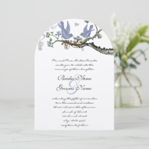 Pastel Rustic Grove Lavender Birds Wedding Kaart