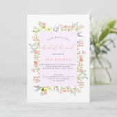 Pastel Rustic Wildflower Lijst Bridal Brunch Kaart (Staand voorkant)
