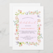 Pastel Rustic Wildflower Lijst Bridal Brunch Kaart (Voorkant / Achterkant)