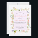 Pastel Rustic Wildflower Lijst Bridal Brunch Kaart<br><div class="desc">Een florale bridale brunch-uitnodiging met een lijst waterverf wilde bloemen rond een lila rechthoekdoos. " bridal brunch " is in het lettertype coral modern calligraphy</div>