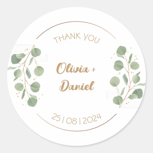 Pastel rustieke bloemen dank u bruiloft Sticker (Voorkant)