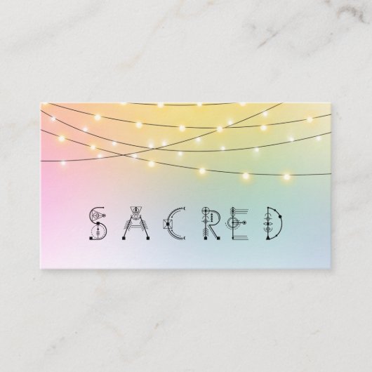 ** Pastel SACRED String Lights Psychische Reiki Visitekaartje (Voorkant)