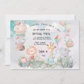 Pastel Safari Animals gepersonaliseerde Birthday P Kaart (Voorkant)