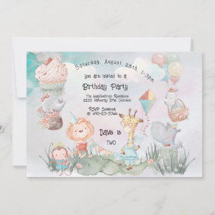 Pastel Safari Animals gepersonaliseerde Birthday P Kaart