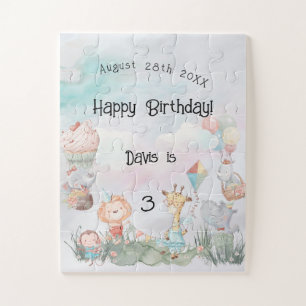 Pastel Safari Animals gepersonaliseerde Birthday P Legpuzzel