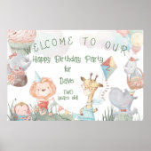 Pastel Safari Animals gepersonaliseerde Birthday P Poster (Voorkant)
