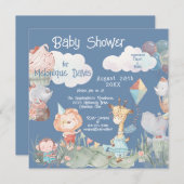 Pastel Safari Dieren Gepersonaliseerd Baby shower Kaart (Voorkant / Achterkant)