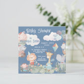Pastel Safari Dieren Gepersonaliseerd Baby shower Kaart (Staand voorkant)