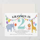 Pastel Safari Dieren Kids Verjaardagsfeest Kaart (Voorkant / Achterkant)