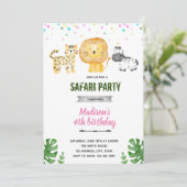 Pastel safari dierentuin uitnodiging (Staand voorkant)