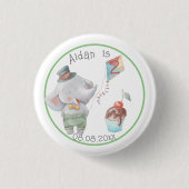 Pastel Safari Elephant Personalized Birthday Ronde Button 3,2 Cm (Voorkant)