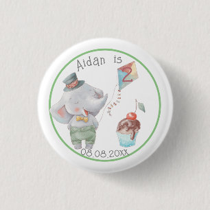 Pastel Safari Elephant Personalized Birthday Ronde Button 3,2 Cm