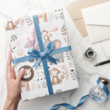 Pastel Safari Kinder inpakpapier