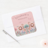 Pastel Safari – Waterverf Oerwoud Dieren | Vierkante Sticker (Envelop)