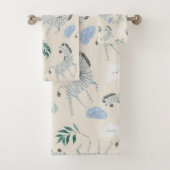 Pastel safari zebra dierpatroon roze crèche bad handdoek (Insitu)