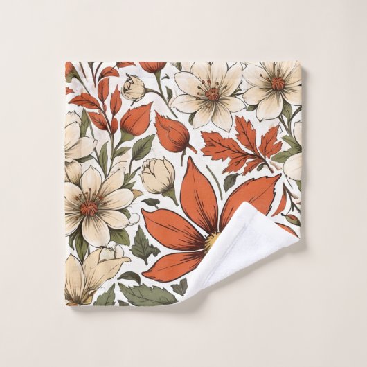 Pastel Sage Autumn Flowers Personalized Bath Towel Bad Handdoek (Wasdoekje)