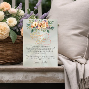 Pastel Sage - Bloemenkroon & Gouden Tiara Quincean Bedankkaart