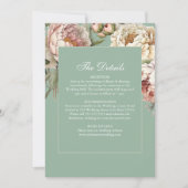 Pastel Sage & Blush Pioenrozen Bruiloft Details Ka Kaart (Voorkant)