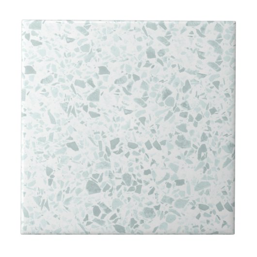 Pastel Sage en Blue Terrazzo Print Tegeltje (Voorkant)