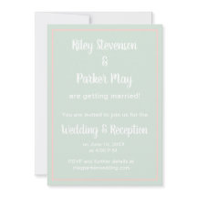 Pastel Sage en roze bruiloft uitnodiging