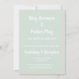 Pastel Sage en roze bruiloft uitnodiging