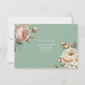 Pastel Sage Green and Blush Pink Peonies RSVP Card (Achterkant)