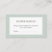 Pastel Sage Green Baby shower Luier Raffle Ticket Informatiekaartje (Voorkant)