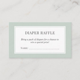 Pastel Sage Green Baby shower Luier Raffle Ticket Informatiekaartje