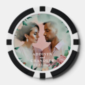 Pastel Sage Green Floral Elegant verloving bruilof Poker Chips (Voorkant)