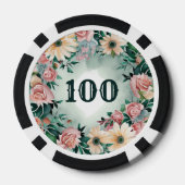 Pastel Sage Green Floral Elegant verloving bruilof Poker Chips (Achterkant)