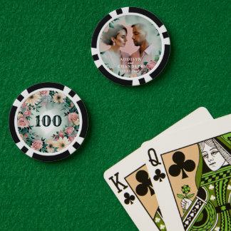 Pastel Sage Green Floral Elegant verloving bruilof Poker Chips