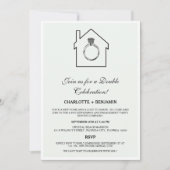 Pastel Sage Green Housewarming & Engagement Party Kaart (Voorkant)