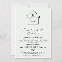 Pastel Sage Green Housewarming & Engagement Party Kaart