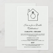 Pastel Sage Green Housewarming & Engagement Party Kaart (Voorkant / Achterkant)