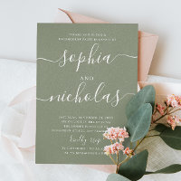 Pastel sage groen eenvoudig script verlovingsfeest