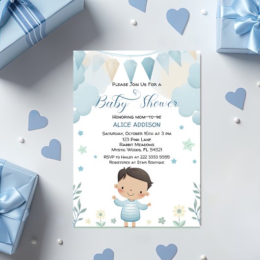 Pastel Sage Groen Schattige Jongen met Sterren & B Kaart