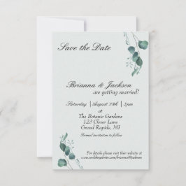 Pastel Sage Groene Eucalyptus Bruiloft Save The Date