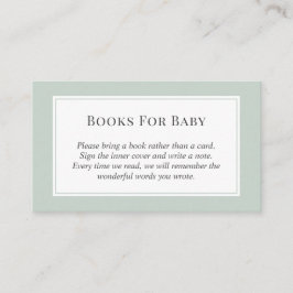 Pastel Sage Groene Herfst Baby shower Boeken voor  Informatiekaartje