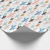 Pastel Saguaro Cactus Pattern Cadeaupapier (Hoek)